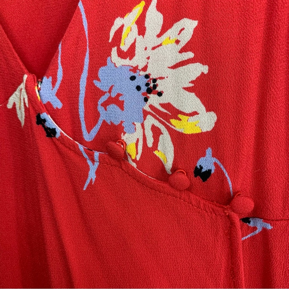 Free People Time On My Side Red Floral Wrap Mini Dress, size M - Picture 7 of 14